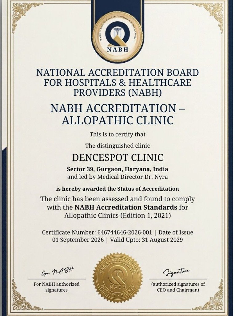 NABH Accreditation Certificate - Allopathic Clinic - DenceSpot Clinic