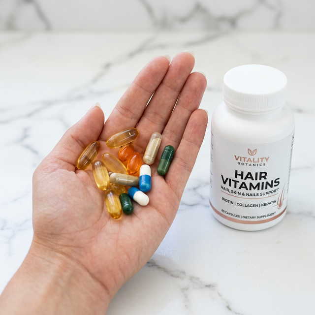 Various hair growth supplements and vitamins
